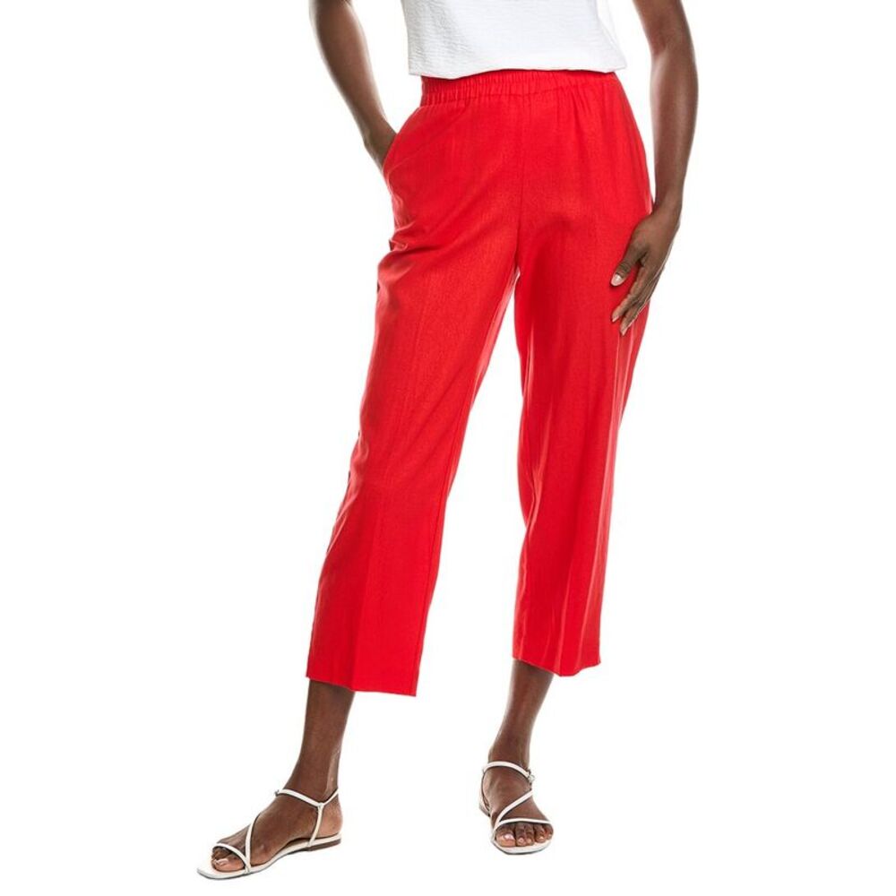Jones New York Womens Pull-On Linen-Blend Crop Pant, Red